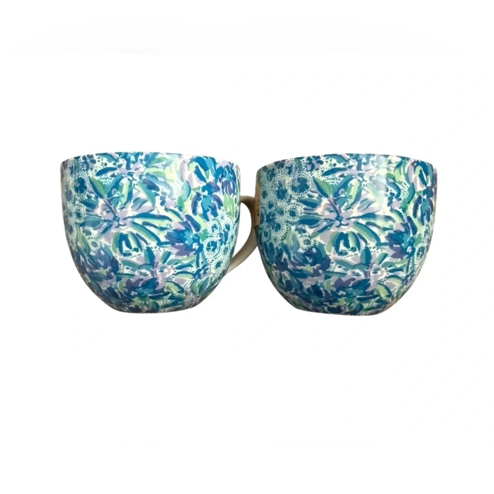 Lilly Pulitzer blue lion coffee mug set - Picture 1 of 5